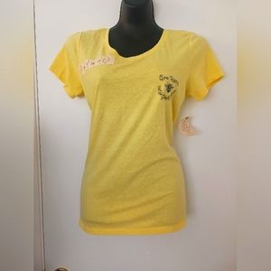 New Bee Happy St. John's Bay‎ Women's Size Medium T-Shirt Tee Shirt Yellow